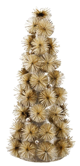 Small Plastic Tinsel Ball Tree with Glitter &amp; Silver Beads