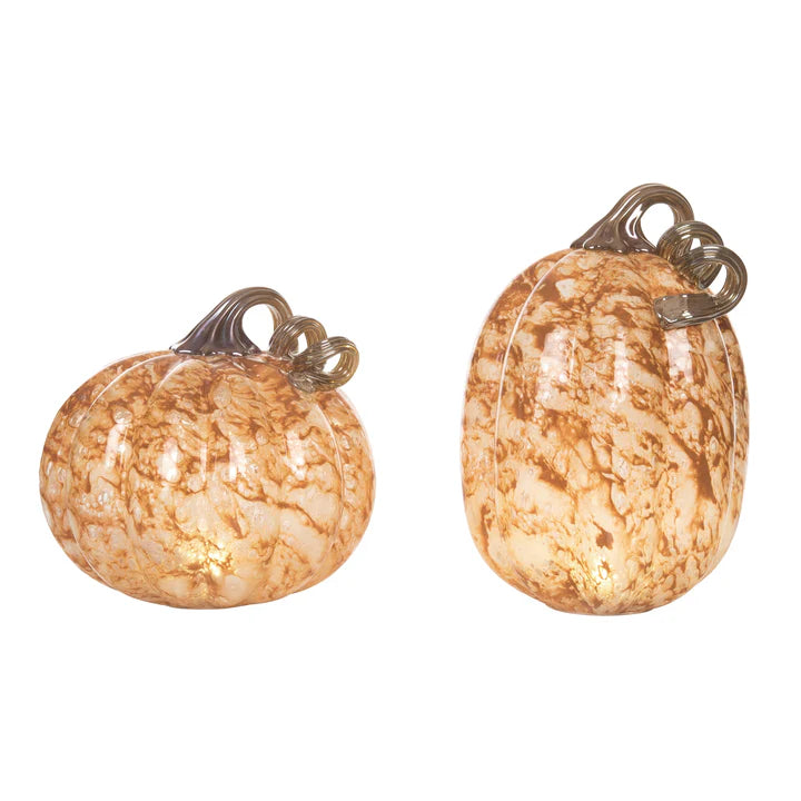 Glass Light Up Pumpkin - Set 2