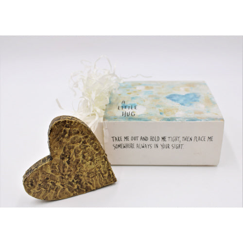 Boxed 3x3" Chunky Wood Heart "A Little Hug Box"