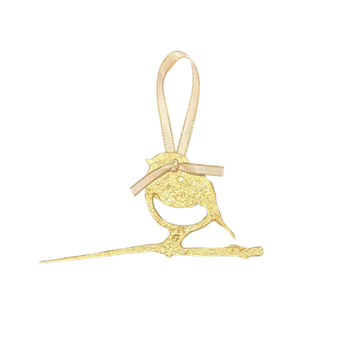 Gilded Medallion Bird on Branch