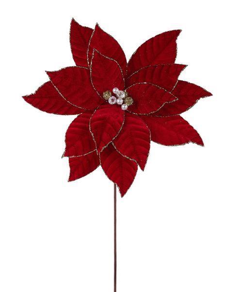 23" Velvet &amp; Glitter Poinsettia