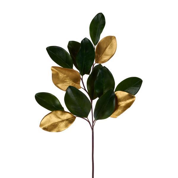 33" Metallic Magnolia Leaf Stem