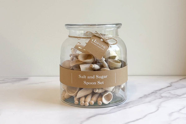 Parisian Salt & Sugar Spoon/Scoop Set of 2, Beechwood