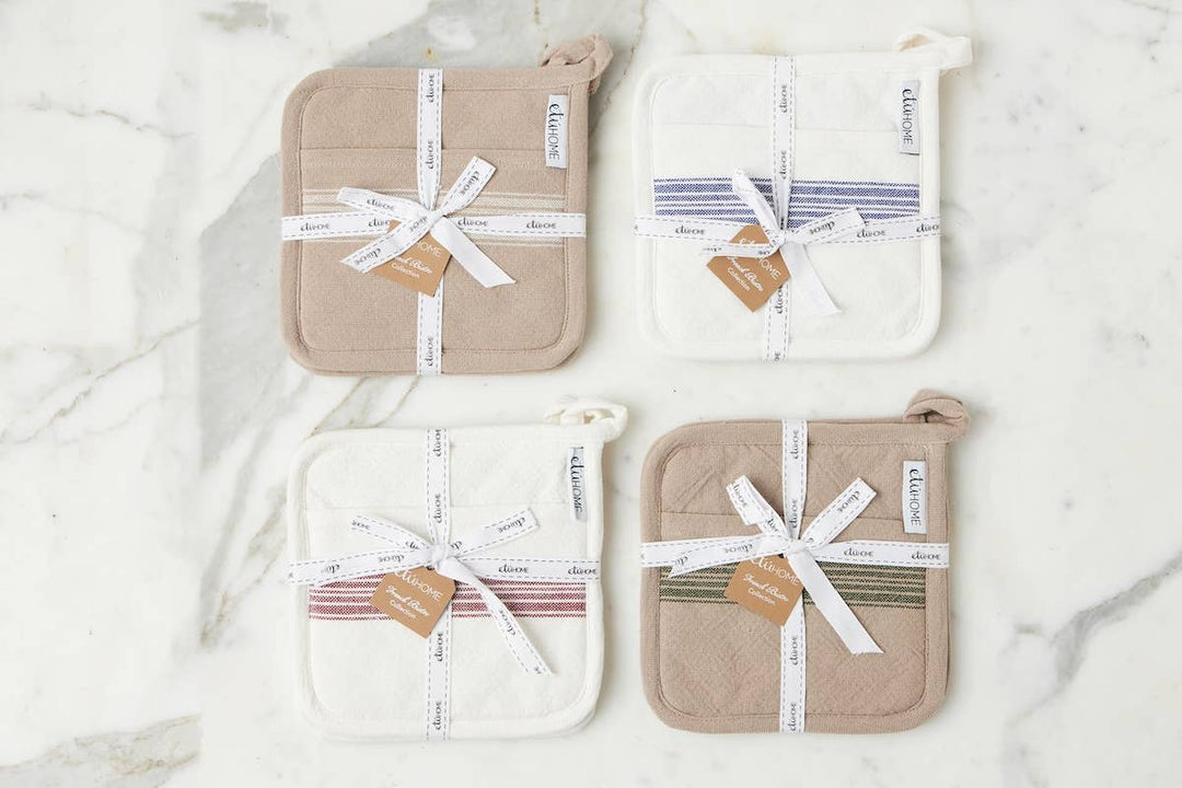 Pot Holder, Vintage White Stripe, Set of 2