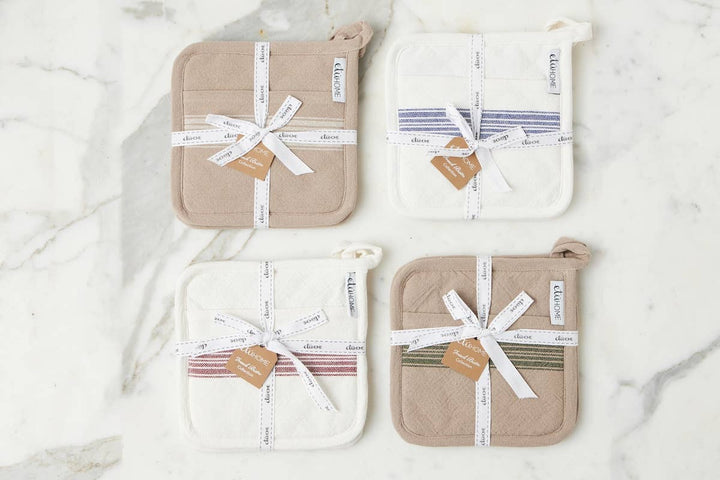 Pot Holder, Vintage White Stripe, Set of 2