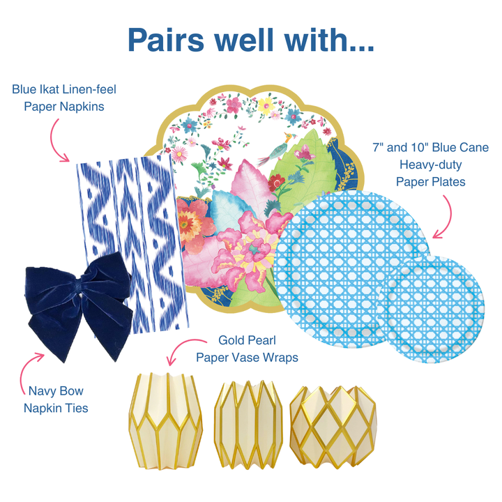 Blue Ikat linen-feel Paper Guest Towel / Napkin | Set of 25