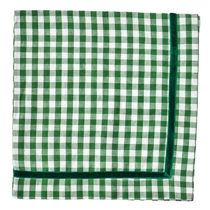 Velvet Green Check Woven Napkin