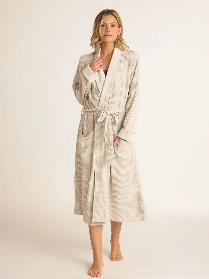 Faceplant Dreams Waffle Robe - Oatmeal