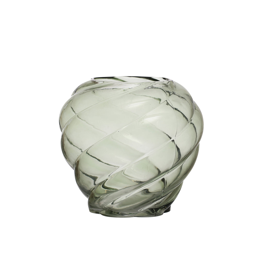 Green Round & Twisted Vase