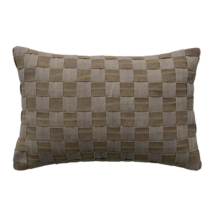 Woven Cotton Basket Weave Lumbar Pillow