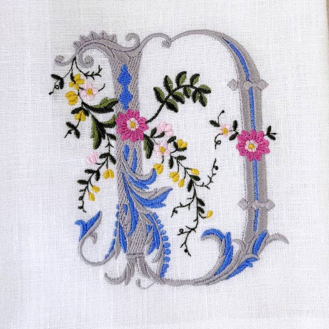 Arte Italica & Crown Linen Designs - Heritage Floral Monogram Linen Towel - New