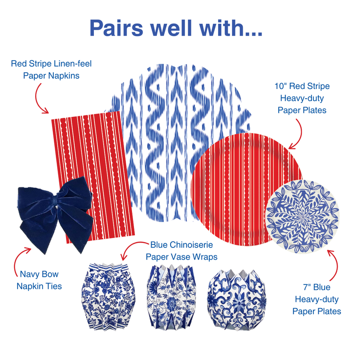 Blue Ikat Scalloped Paper Placemats | Set of 24