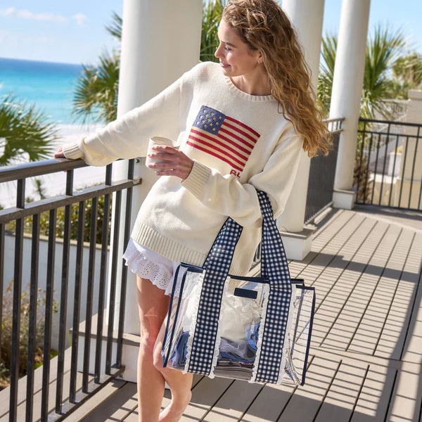 Navy Gingham Jelly Tote