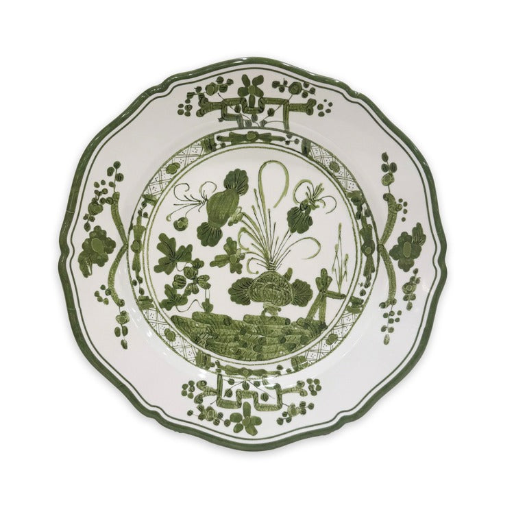 VIDA Faenza 11" Dinner Plate Set of 4 (White and Green)