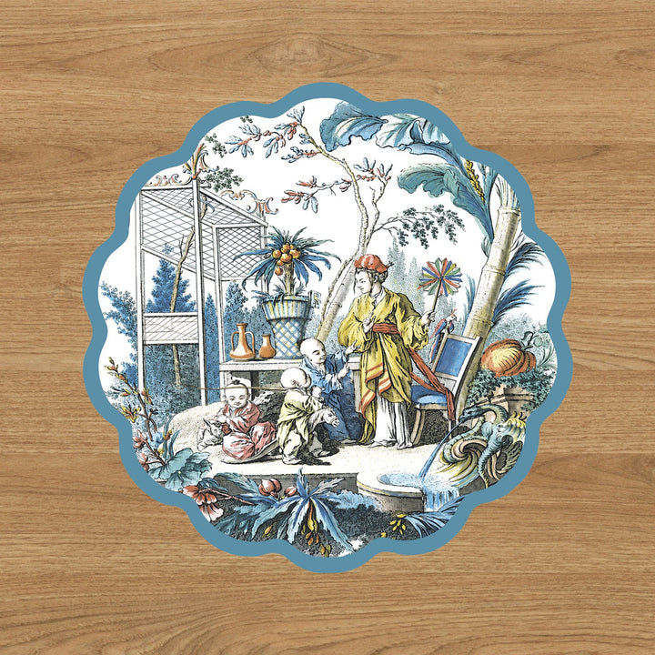 VIDA Chinoiserie and Branches Reversible Placemats Set of 4 (Blue and White