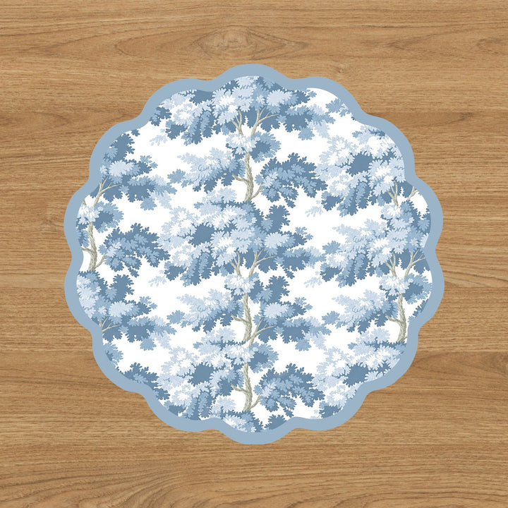 VIDA Chinoiserie and Branches Reversible Placemats Set of 4 (Blue and White