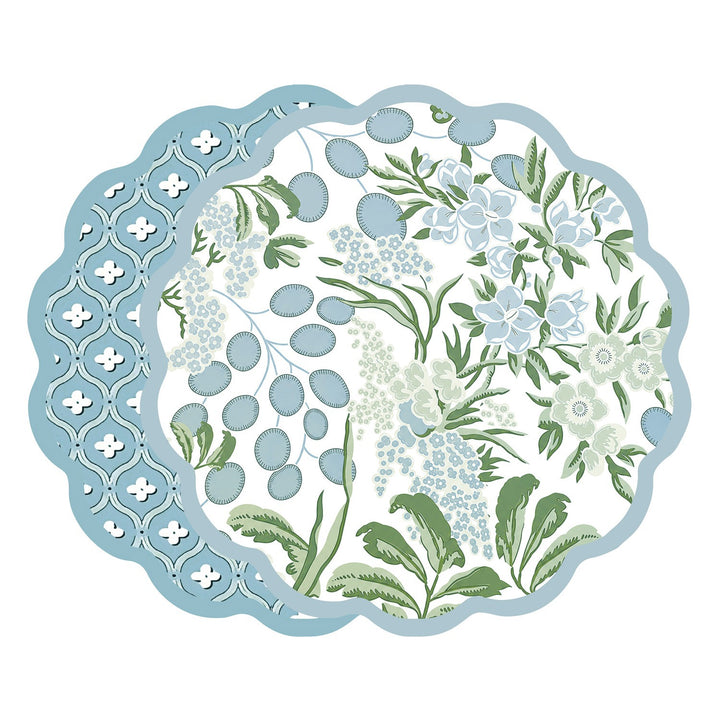 VIDA Floral and Flowers Reversible Placemats Set of 4 ( Slate &amp; Green)