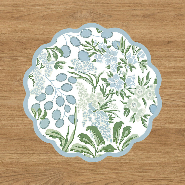 VIDA Floral and Flowers Reversible Placemats Set of 4 ( Slate &amp; Green)