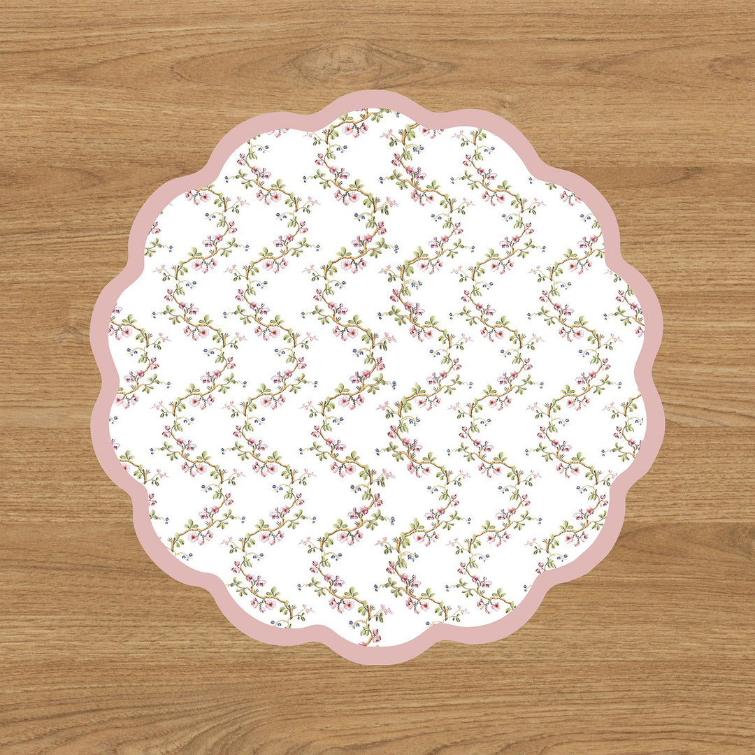 VIDA Birds, Pears and Vines Reversible Placemats Set of 4 (Pink &amp; Green)