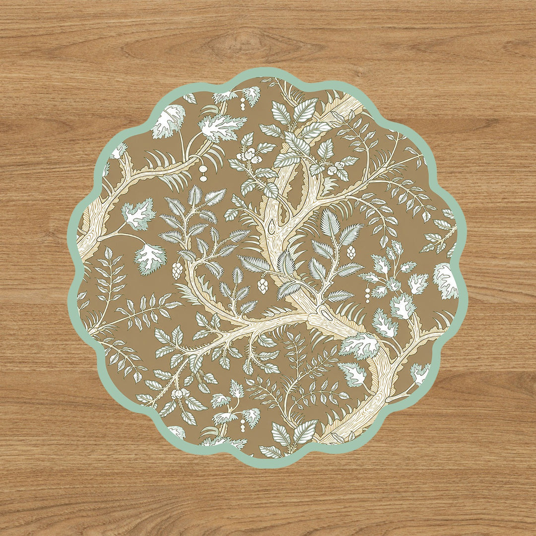 VIDA Forest Animals and Branches Reversible Placemats Set of 4 (Green &amp; Brown)