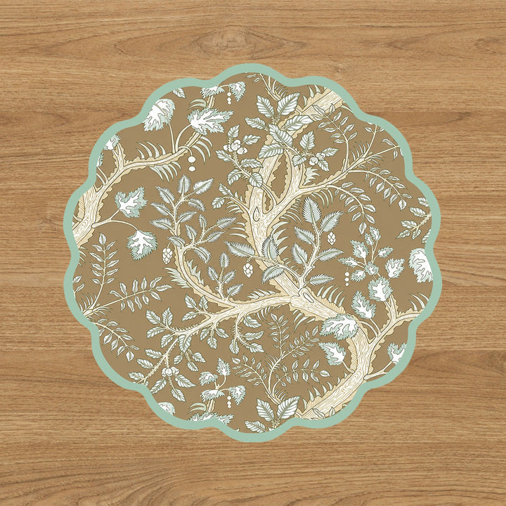 VIDA Forest Animals and Branches Reversible Placemats Set of 4 (Green &amp; Brown)
