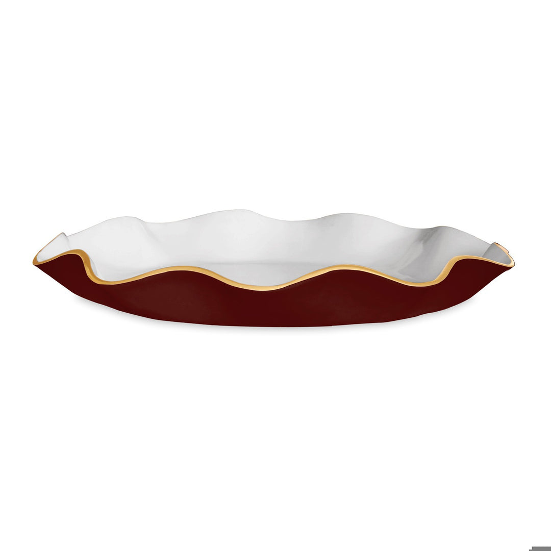 ENCANTO Carola Large Round Platter (Bordeaux and White)