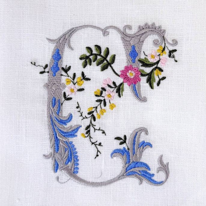 Arte Italica & Crown Linen Designs - Heritage Floral Monogram Linen Towel - New