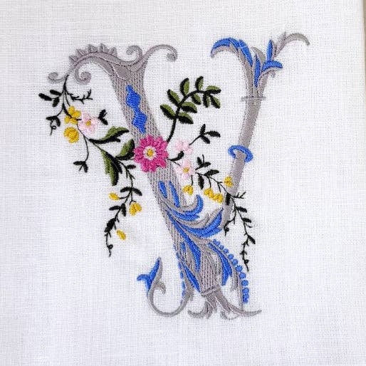 Arte Italica & Crown Linen Designs - Heritage Floral Monogram Linen Towel - New