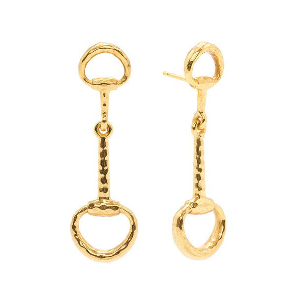 Equestrian Snaffle Bit Earrings in Gold