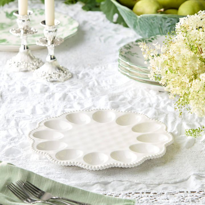 Certified International - Perlette Cream Egg Plate