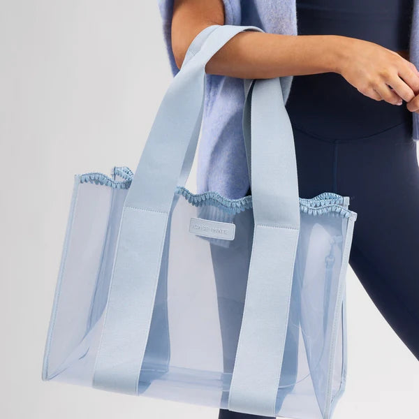 Carolina Blue Crochet Wavy Jelly Tote