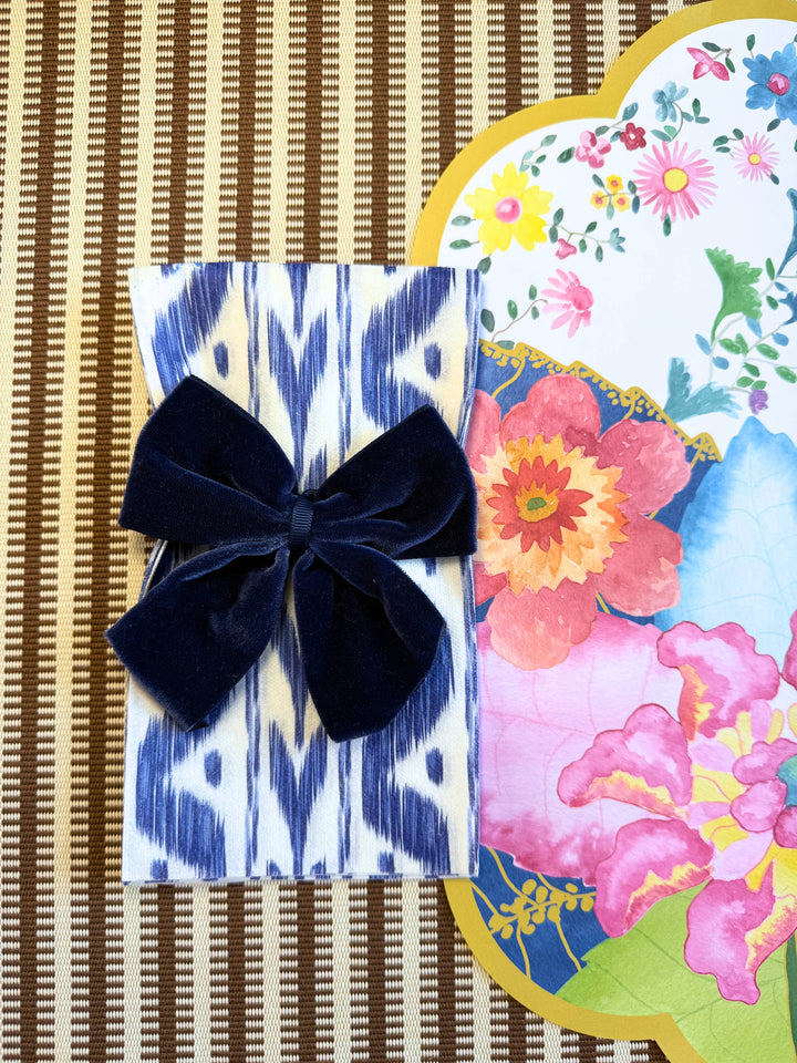 Blue Ikat linen-feel Paper Guest Towel / Napkin | Set of 25