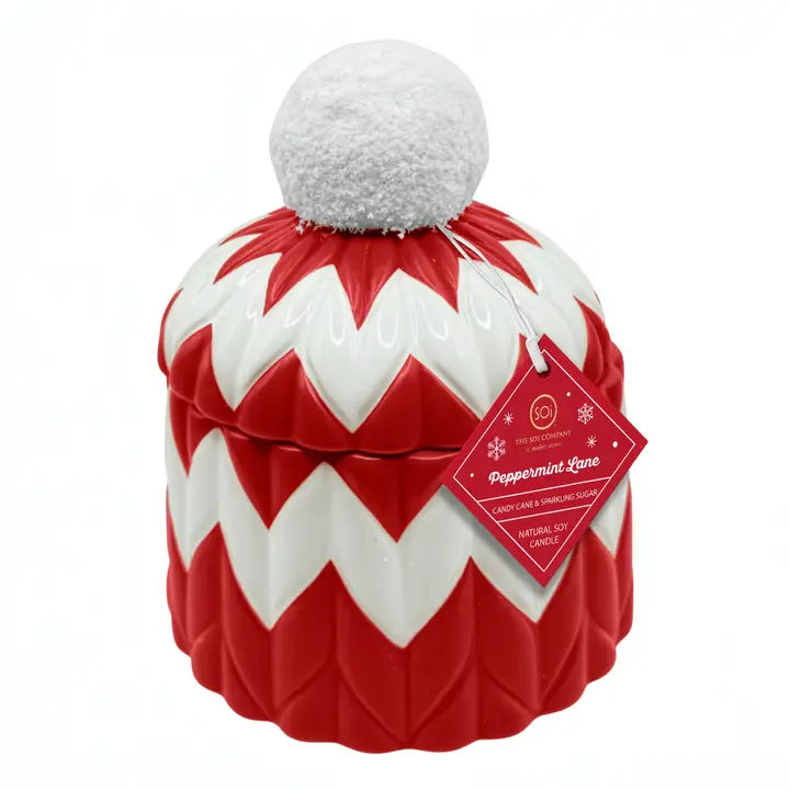 Peppermint Lane 10oz Hand Painted Beanie Candle
