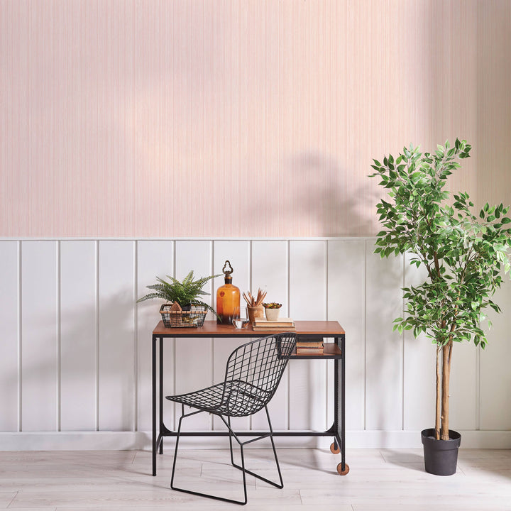 Tempaper - Grasscloth Blush Peel and Stick Wallpaper, 28 sq. ft.