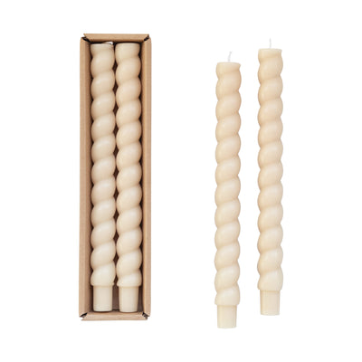 Cream Unscented Twisted Taper Candles
