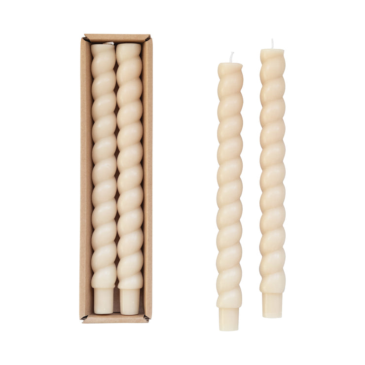 Cream Unscented Twisted Taper Candles