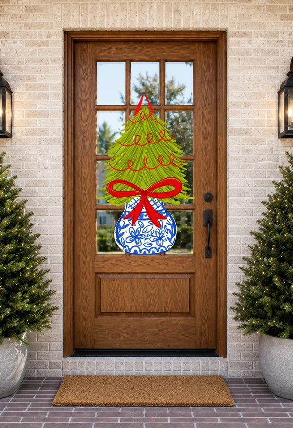 Christmas Chinoiserie Stocked Door Hanger