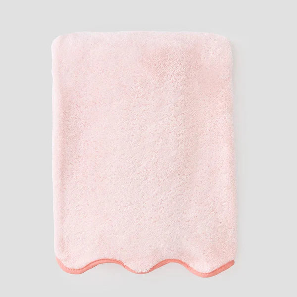 Solid Pink Scalloped Edge Bath Towel