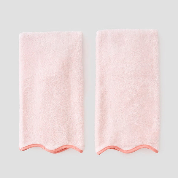 Solid Pink Scalloped Hand Towel