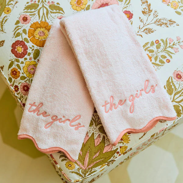 Solid Pink Scalloped Hand Towel
