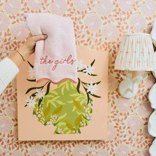 Solid Pink Scalloped Hand Towel