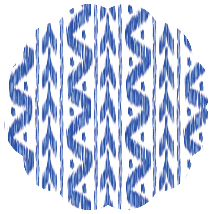 Blue Ikat Scalloped Paper Placemats | Set of 24
