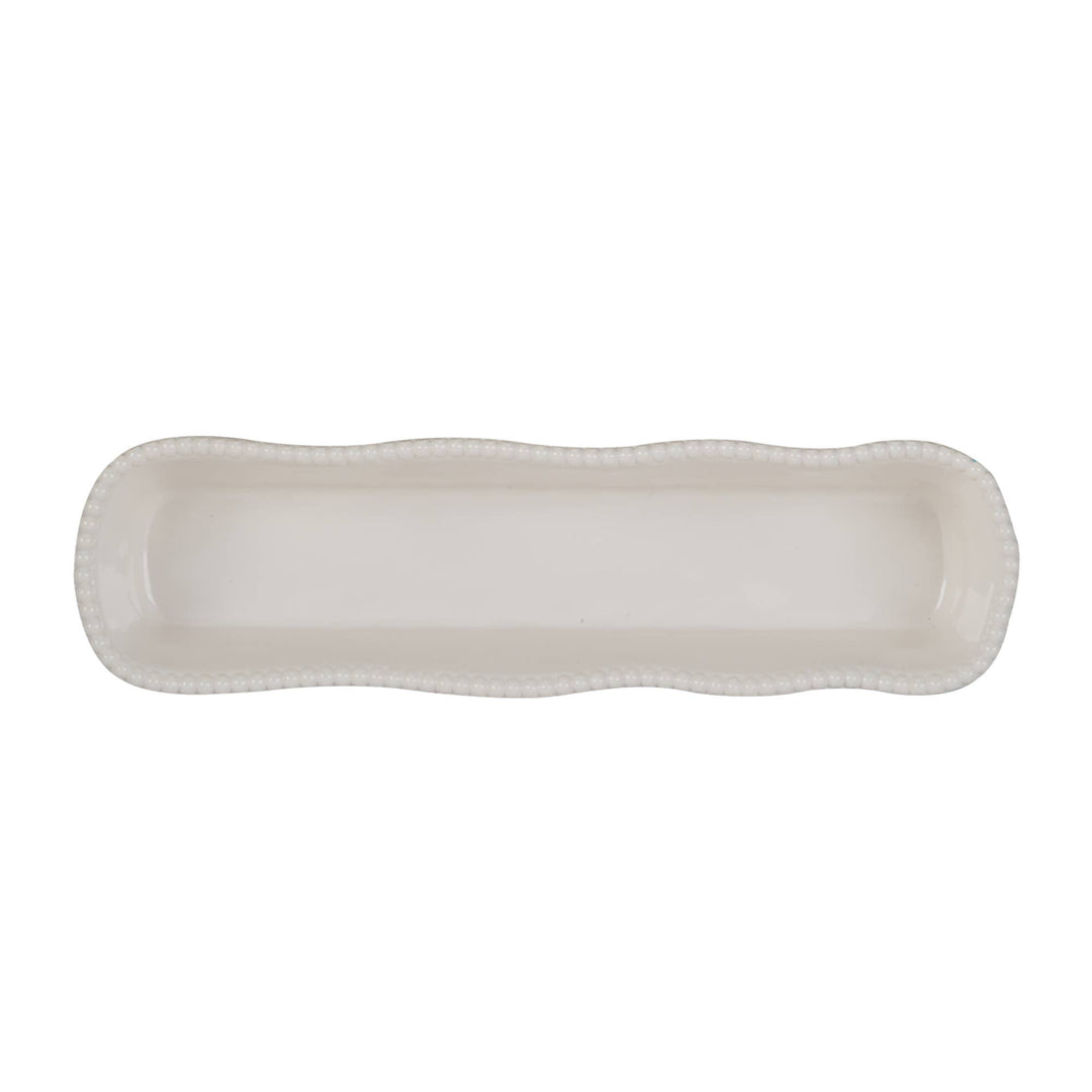 Certified International - Perlette Cream - HW Melamine Cracker Tray 12.875in x 3.5in