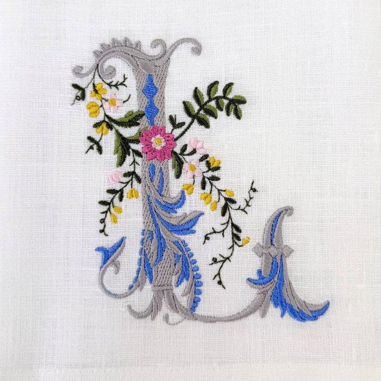Arte Italica & Crown Linen Designs - Heritage Floral Monogram Linen Towel - New