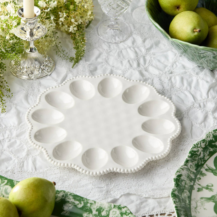 Certified International - Perlette Cream Egg Plate