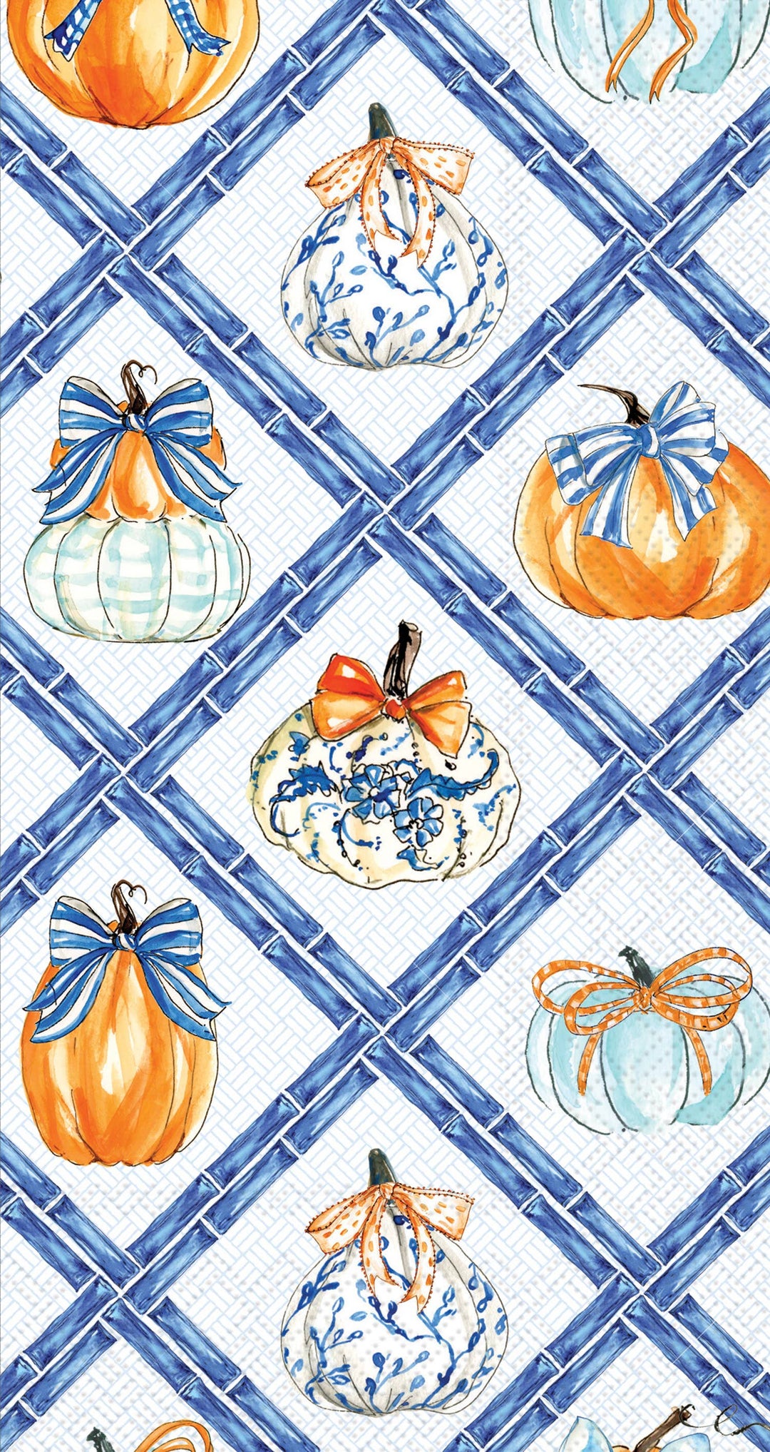 Chinoiserie Pumpkin Topiary Guest Towels Set of 16