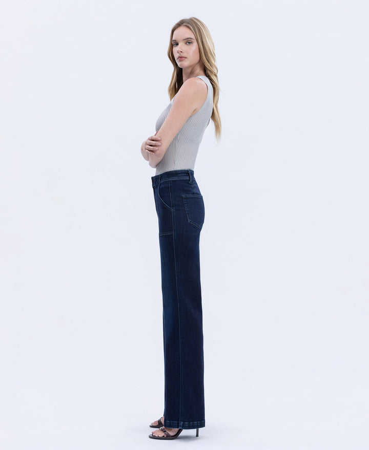 VERVET by FLYING MONKEY - SUPER HIGH RISE FULL LENGTH VINTAGE FLARE JEANS T7011