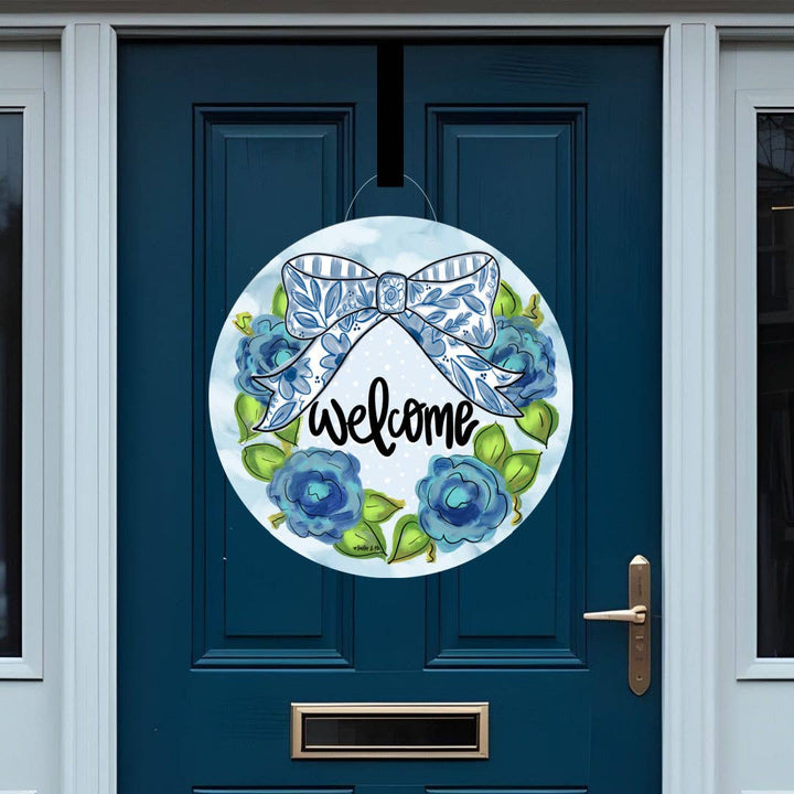 Baxter & Me - Blue Willow Bow Welcome Door Hanger