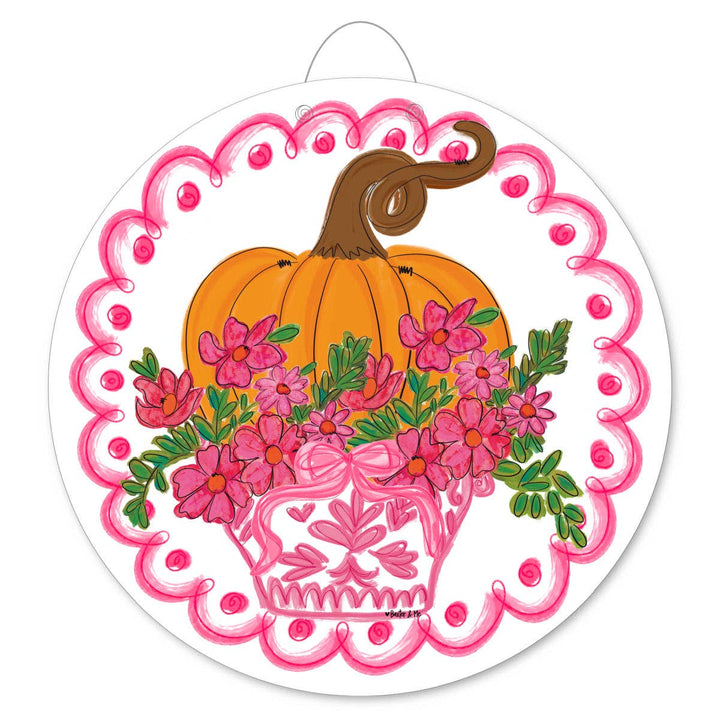 Baxter &amp; Me - Pretty Pink Scallop Pumpkin Door Hanger