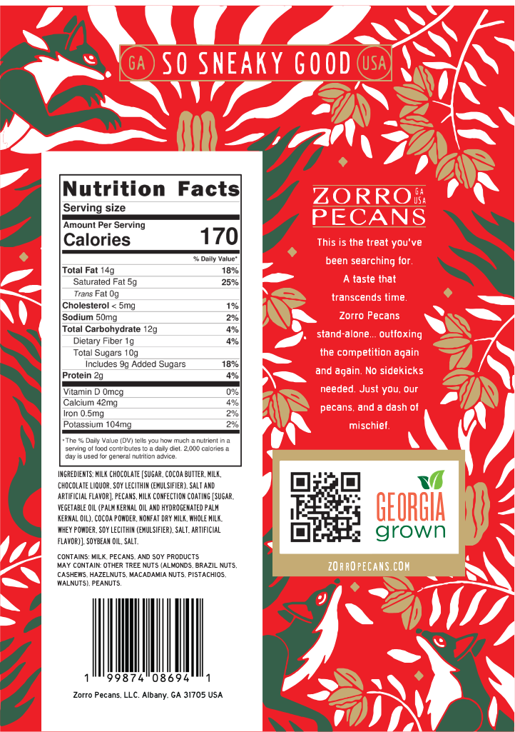 Zorro Pecans - HOLIDAY Milk Chocolate Covered Pecans -12 bags